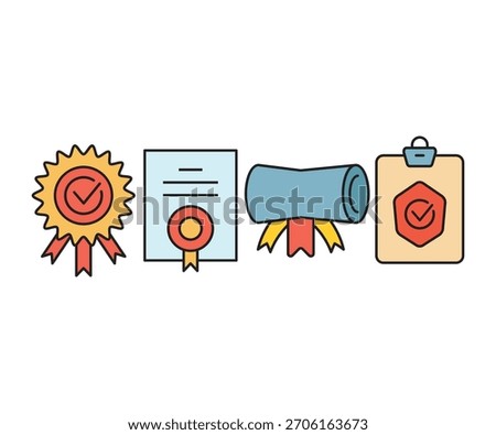 certificate and diploma icons set