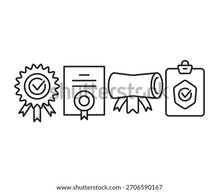 certificate and diploma icons set