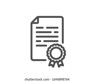 Certificate diploma line icon. Document file page sign. Office note symbol. Quality design element. Editable stroke. Linear style certificate diploma icon. Vector