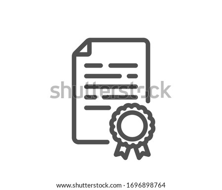 Certificate diploma line icon. Document file page sign. Office note symbol. Quality design element. Editable stroke. Linear style certificate diploma icon. Vector