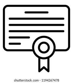Certificate or diploma line icon vector 