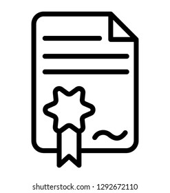 Certificate or diploma line icon vector 