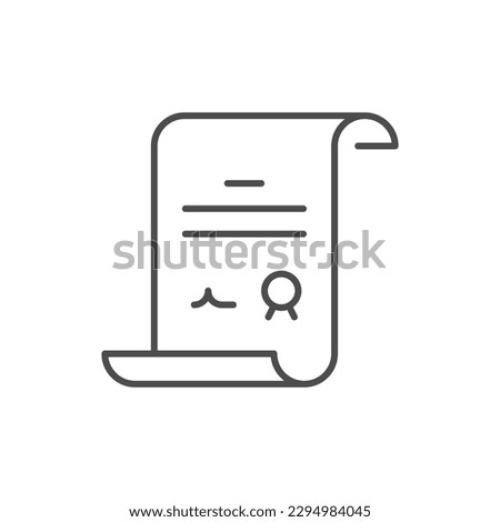Certificate or diploma line outline icon
