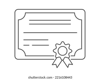 Certificate or diploma in linear style. The template of the form with the award badge. Modern design to confirm training, education and professional development. Flat style