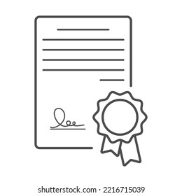 Certificate or diploma in linear style. The template of the form with the award badge. Modern design to confirm training, education and professional development. Flat style