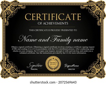 Certificate or diploma luxury design template - vector illustration