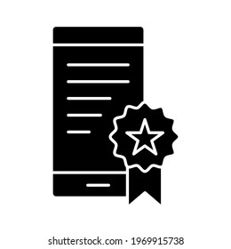 Certificate, diploma, mobile, online icon vector image. Can also be used for online education. Suitable for use on web apps, mobile apps and print media.