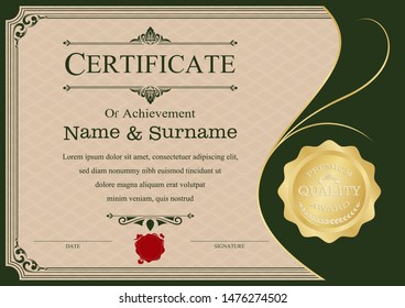 Certificate or diploma modern style and design template with paper sheet, Award background. vector illustration