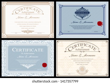 Certificate or diploma modern style and retro design template vector illustration