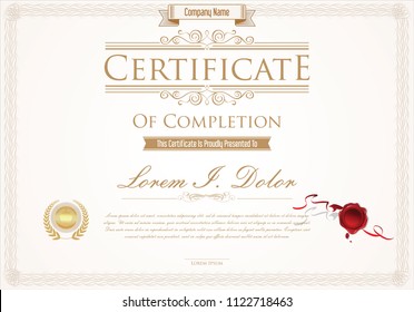 Certificate or diploma retro design template vector illustration 