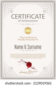 Certificate or diploma retro design template