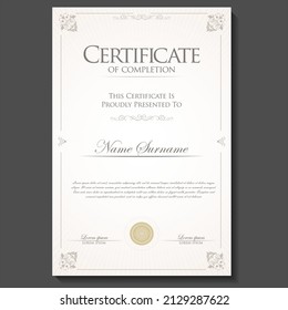 Certificate or diploma retro design template