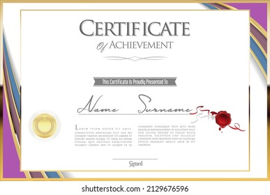 Certificate or diploma retro design template 