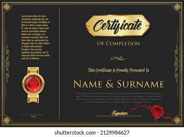 Certificate or diploma retro design template