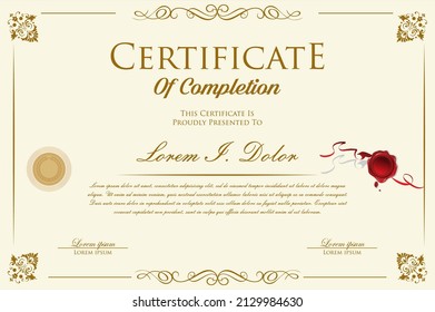Certificate or diploma retro design template