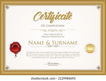 Certificate or diploma retro design template