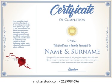 Certificate or diploma retro design template
