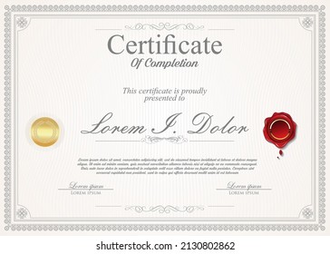 Certificate or diploma retro design template