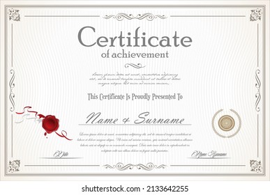 Certificate or diploma retro design template vector