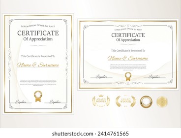 Certificate or diploma retro design template vector illustration 