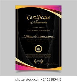 Certificado o diploma Ilustración vectorial de Plantilla de diseño retro 