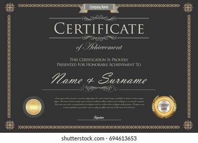 Certificate or diploma retro design template