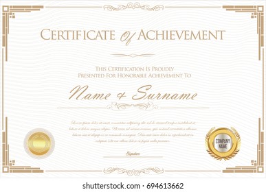 Luxury Certificate Template Watermark Background Border Stock Vector ...