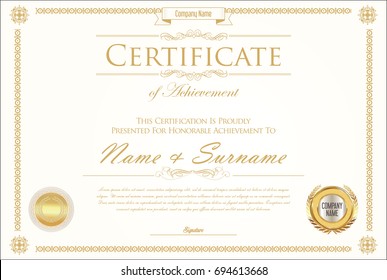 Certificate or diploma retro design template