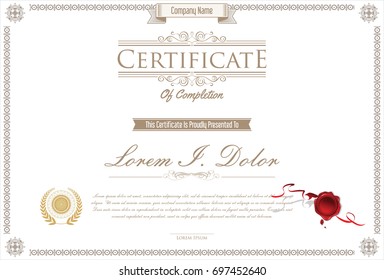 Certificate or diploma retro design template vector illustration