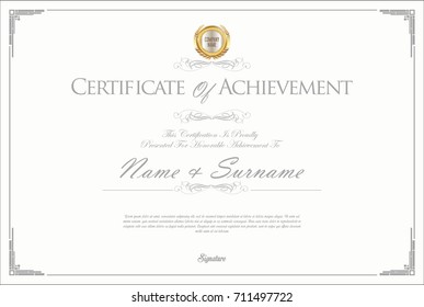 Certificate or diploma retro design template