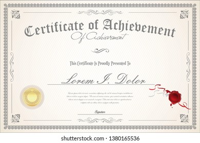 Certificate or diploma retro template 