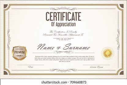 Certificate or diploma retro template