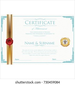 Certificate or diploma retro template
