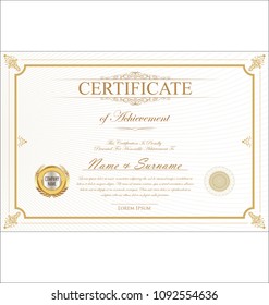 Certificate or diploma retro template illustration