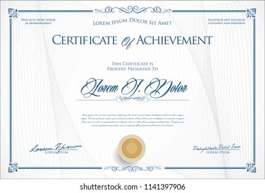 Certificate or diploma retro template vector illustration