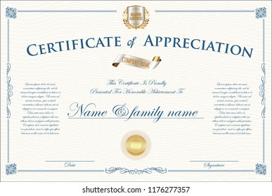 Certificate or diploma retro vintage design template 