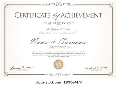 Certificate or diploma retro vintage design