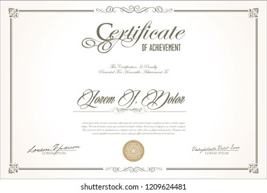 Certificate or diploma retro vintage design