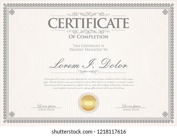 Certificate or diploma retro vintage design template 