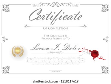Certificate or diploma retro vintage design template 