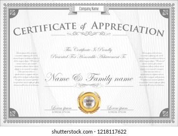 Certificate or diploma retro vintage design template 