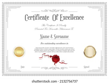 Certificate or diploma retro vintage design vector