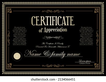 certificate or diploma retro vintage design vector