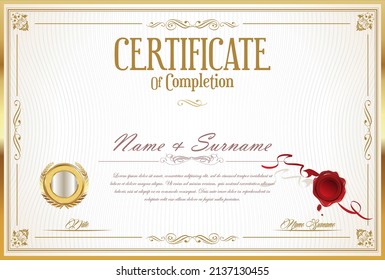certificate or diploma retro vintage design vector
