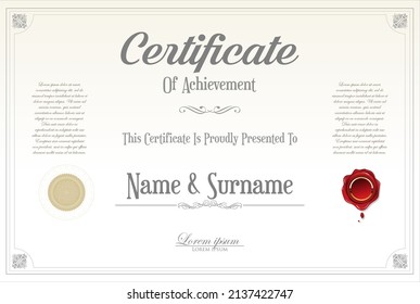 certificate or diploma retro vintage design vector