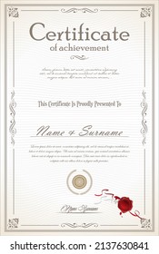 certificate or diploma retro vintage design vector