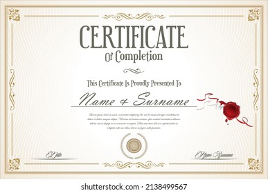 certificate or diploma retro vintage design vector