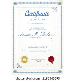 Certificate or diploma retro vintage design vector illustration