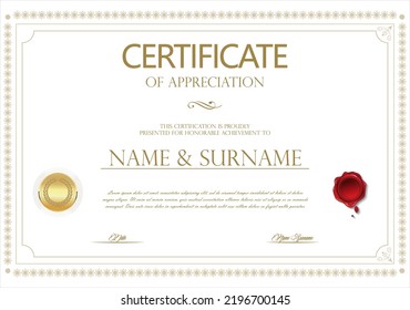 Certificate or diploma retro vintage design vector