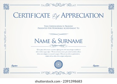 Certificate or diploma retro vintage design